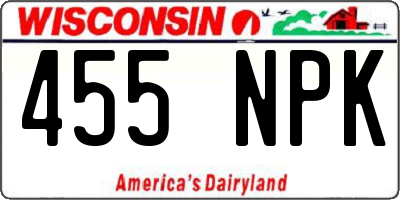 WI license plate 455NPK