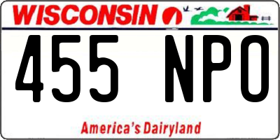 WI license plate 455NPO