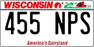 WI license plate 455NPS