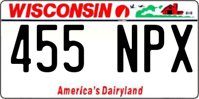 WI license plate 455NPX