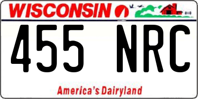 WI license plate 455NRC