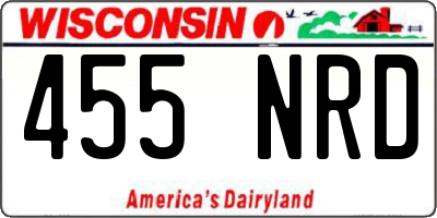 WI license plate 455NRD
