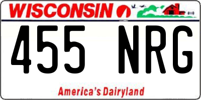 WI license plate 455NRG