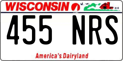 WI license plate 455NRS