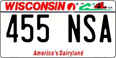 WI license plate 455NSA