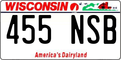 WI license plate 455NSB