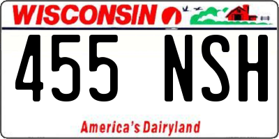 WI license plate 455NSH