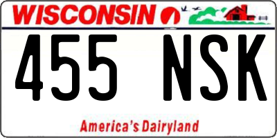 WI license plate 455NSK