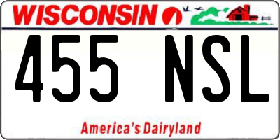 WI license plate 455NSL