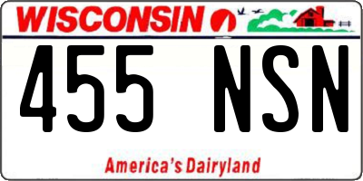WI license plate 455NSN