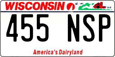 WI license plate 455NSP