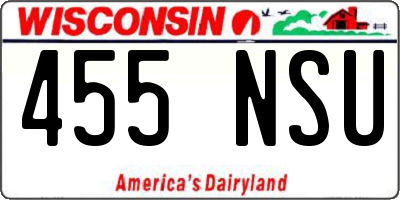WI license plate 455NSU