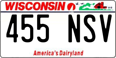 WI license plate 455NSV