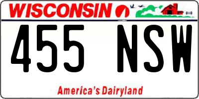WI license plate 455NSW