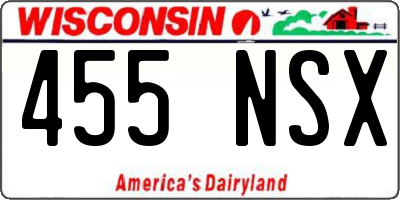 WI license plate 455NSX