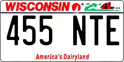 WI license plate 455NTE