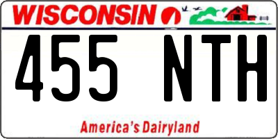 WI license plate 455NTH