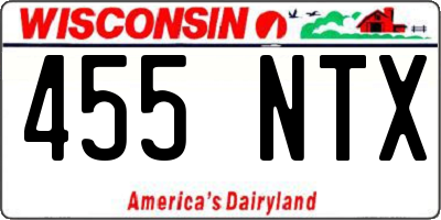 WI license plate 455NTX