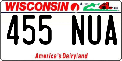 WI license plate 455NUA