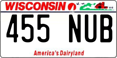 WI license plate 455NUB