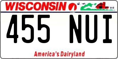 WI license plate 455NUI