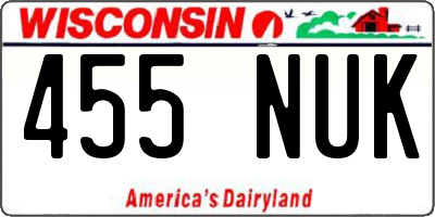 WI license plate 455NUK