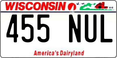 WI license plate 455NUL
