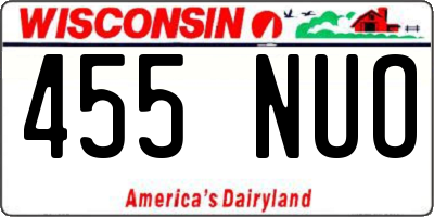 WI license plate 455NUO