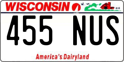 WI license plate 455NUS