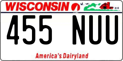 WI license plate 455NUU