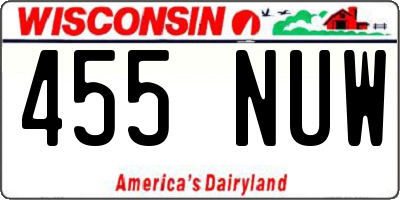 WI license plate 455NUW