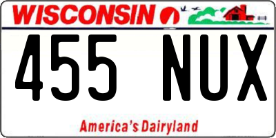 WI license plate 455NUX