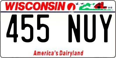 WI license plate 455NUY