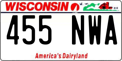 WI license plate 455NWA