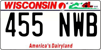 WI license plate 455NWB