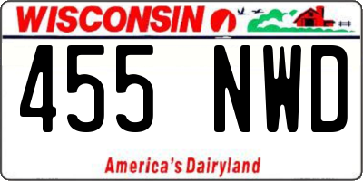 WI license plate 455NWD