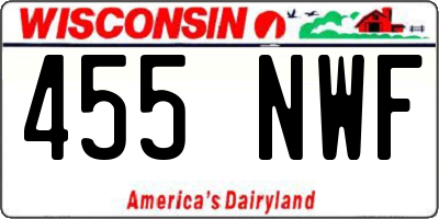 WI license plate 455NWF