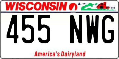 WI license plate 455NWG