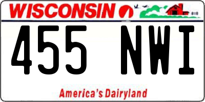 WI license plate 455NWI