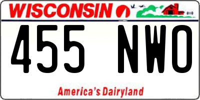 WI license plate 455NWO