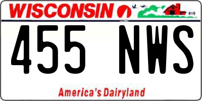 WI license plate 455NWS