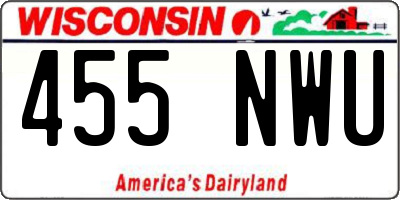 WI license plate 455NWU
