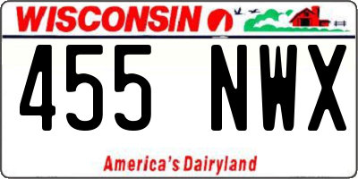 WI license plate 455NWX