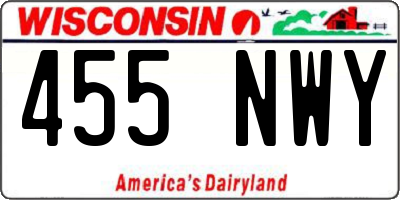 WI license plate 455NWY