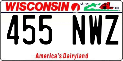 WI license plate 455NWZ
