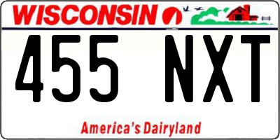 WI license plate 455NXT