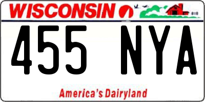 WI license plate 455NYA