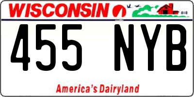 WI license plate 455NYB