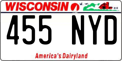 WI license plate 455NYD