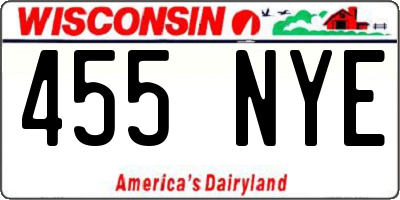 WI license plate 455NYE